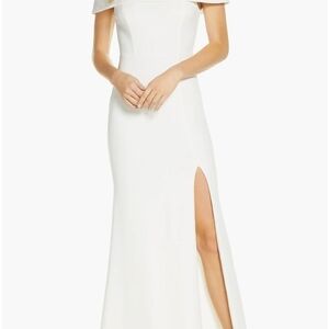 Lulu's Strapless White Gown with Slit